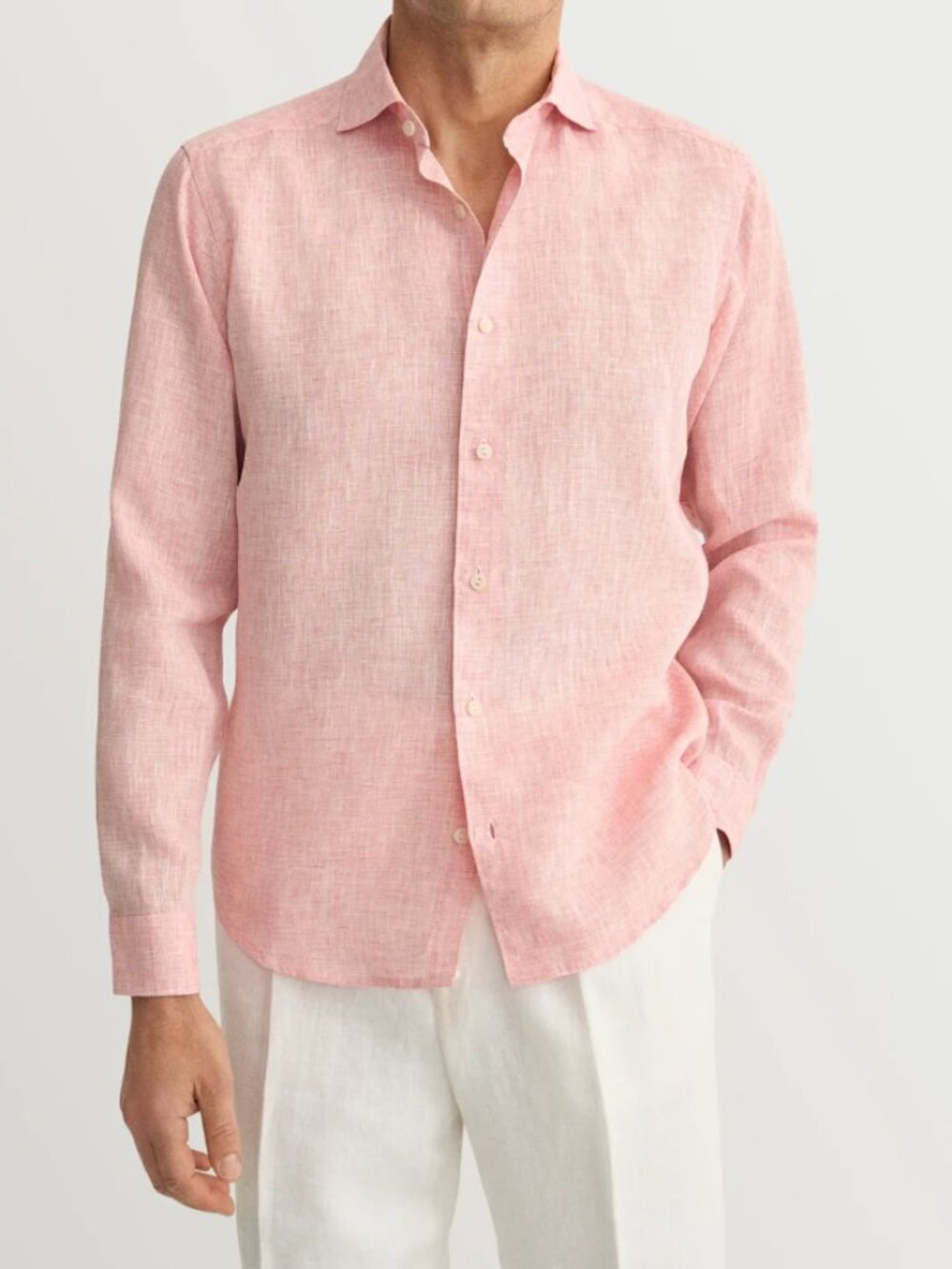 Eton Men's NWT Long Sleeve Linen Pink Button up shirt size 39 / 15.5